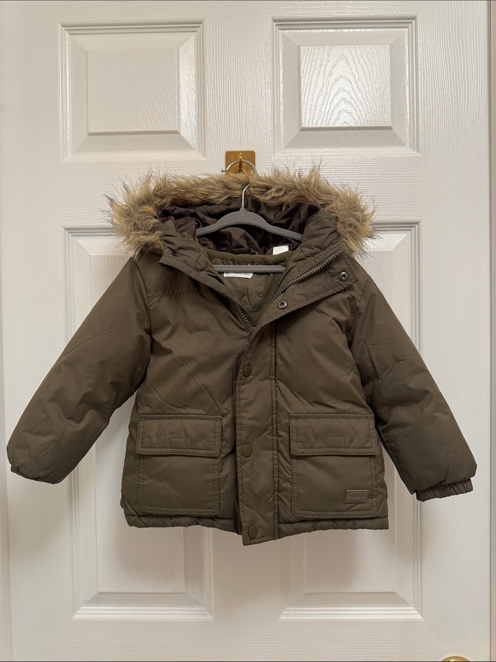 Mango Kids Olive Green Puffer Jacket